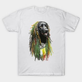 Black Dog with Rasta Dreadlocks Reggae Animal T-Shirt